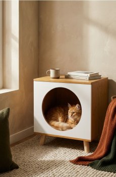 Тумба з місцем для сну кота - бежевий