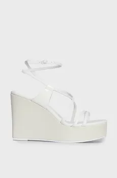Женские белые кожаные босоножки WEDGE SANDAL 70 LTH Белый 39 Calvin Klein HW0HW01952