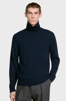 Мужской темно-синий кашемировый гольф Синий L Sandro SHPTR00825_Navy Blue