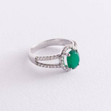 Серебряное кольцо с агатом и фианитами 1351/1р-GRAG Серебряное кольцо с агатом и фианитами 1351/1р-GRAG