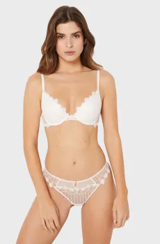 Женский белый бюстгальтер пуш-ап глубокое декольте PAQUERETTE Белый 70C Etam 6543574