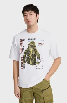 Мужская белая футболка Modelkit print boxy Белый M G-Star RAW D24944,C784