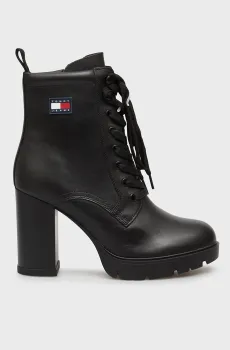Женские черные кожаные ботильоны HEEL Черный 36 Tommy Jeans EN0EN02832