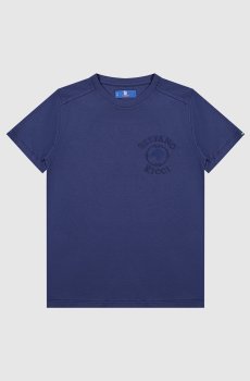 Детская синяя футболка с вышивкой логотипа
