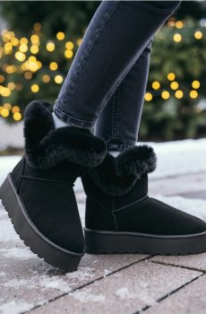 Черевики зі штучної замші - чорний