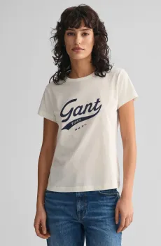 Женская белая футболка REG SCRIPT GRAPHIC Белый XS Gant 4200482