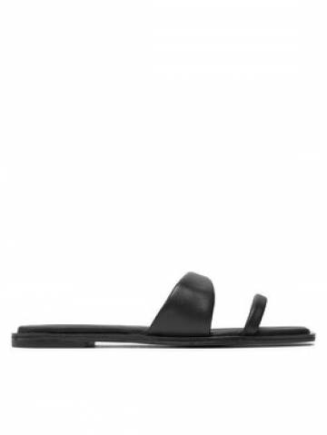 Calvin Klein Шльопанці Flat Slide Lth HW0HW02071 Чорний Calvin Klein Шльопанці Flat Slide Lth HW0HW02071 Чорний