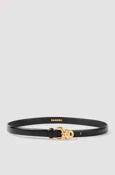 Женский черный кожаный ремень Черный S Sandro SFACE00434_BlackSS26