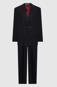 Серый костюм из льна и шерсти