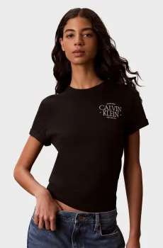 Женская черная футболка CLASSIC LEFT CHEST GRAPHIC Черный M Calvin Klein Jeans LV047G836G
