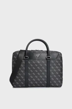 Мужская черная сумка для ноутбука с узором VEZZOLA SMRT DOC CASE W HNDLS Черный ONESIZE Guess HMEVZLP3138