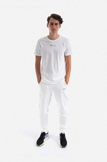 Хлопковая футболка Alpha Industries цвет белый с принтом 118529.626-white Хлопковая футболка Alpha Industries цвет белый с принтом 118529.626-white