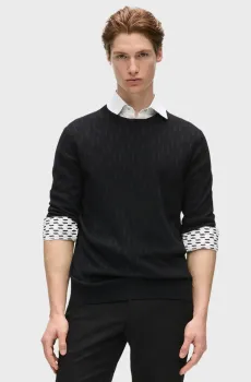 Мужской черный шерстяной джемпер Черный M Karl Lagerfeld 564301.655011;990