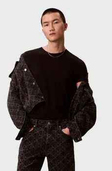 Мужская черная джинсовая куртка с узором JACQUARD Черный L Calvin Klein Jeans LV04RE773G
