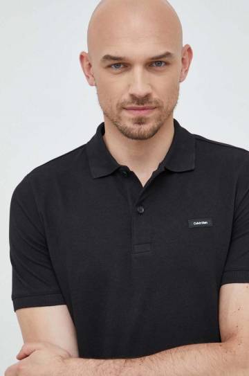 Поло Calvin Klein мужской цвет чёрный однотонный Поло Calvin Klein мужской цвет чёрный однотонный