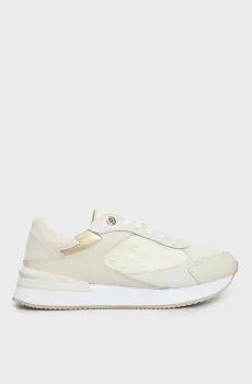 Женские бежевые кожаные кроссовки ELEVATED EMBOSSED RUNNER GOLD Бежевый 38 Tommy Hilfiger FW0FW07384