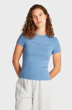 Женская голубая футболка TJW SLIM TONAL LINEAR Голубой XS Tommy Jeans DW0DW20315