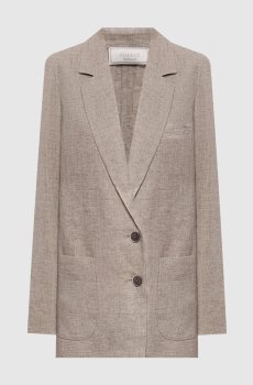 Коричневый жакет из льна