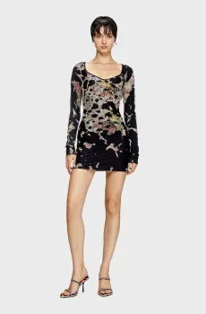 Женское черное платье D-FLOCI Черный XS Diesel A17033 0WIBX