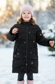 Квітована куртка puffer з капюшоном - чорний