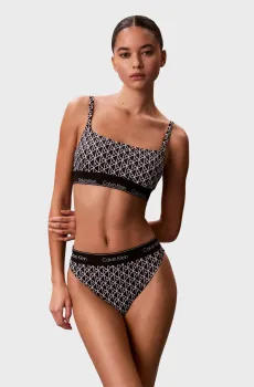 Женский черный лиф от купальника с узором SQUARE Черный L Calvin Klein LV00Q61130