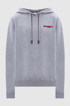 Серое меланжево худи с вышивкой логотипа