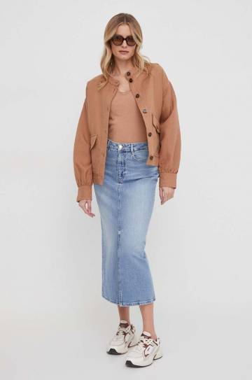 Куртка с примесью льна Mos Mosh цвет коричневый переходная oversize Куртка с примесью льна Mos Mosh цвет коричневый переходная oversize