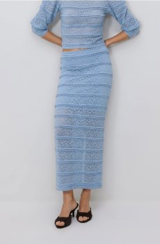 Reserved - Мереживна спідниця міді - блідо-блакитний - 846HS-05X