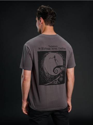 Футболка з принтом на спині Nightmare Before Christmas - темно-сірий