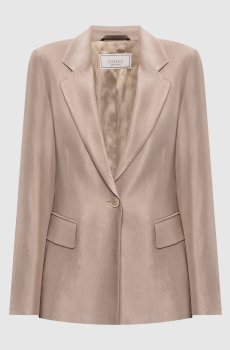 Бежевый жакет с леном с брендовым патчем