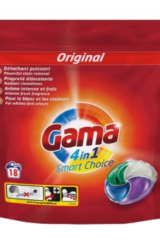 Капсулы для стирки Gama 4 в 1 Univarsal, 18 стирок, 18 шт