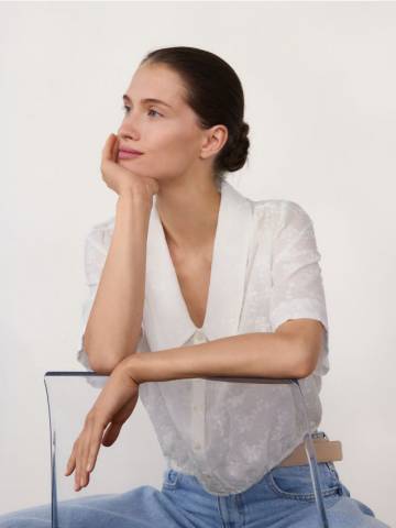 Reserved - Сорочка з вишитим візерунком - білий - ZT382-00X