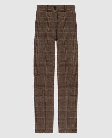 Коричневые штаны Gohn из шерсти в клеточку