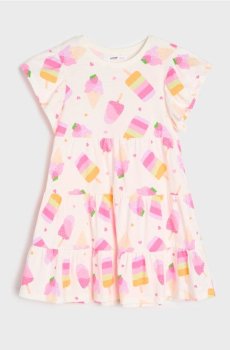 Бавовняна сукня з трикотажу - кремовий