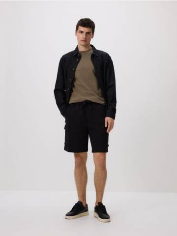 Reserved - Бавовняні шорти карго - чорний - 3858C-99X