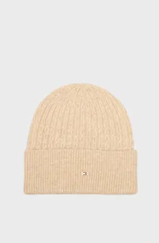 Женская бежевая шапка CABLE Бежевый ONESIZE Tommy Hilfiger AW0AW17776