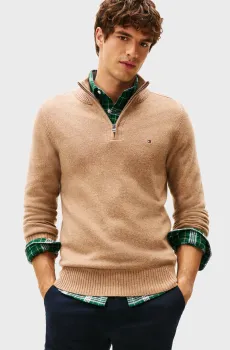 Мужской бежевый шерстяной пуловер MOCK Бежевый XL Tommy Hilfiger MW0MW36536