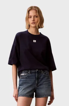 Женская темно-синяя футболка WOVEN Синий M Calvin Klein Jeans LV047D204G