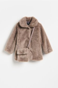 Reserved - Пальто зі штучного хутра із сумочкою - кавовий - 883JQ-84X