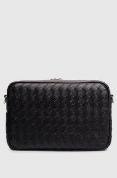 Черная кожаная сумка Intrecciato