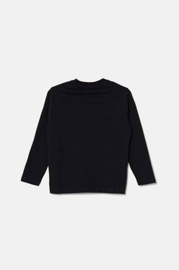 Хлопковый детский лонгслив Emporio Armani цвет чёрный с аппликацией 6D4TJC 3J5VZ Хлопковый детский лонгслив Emporio Armani цвет чёрный с аппликацией 6D4TJC 3J5VZ
