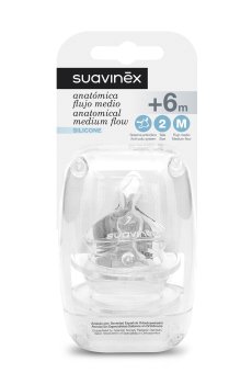 Силиконовая соска Suavinex анатомическая, средний поток, от 6 месяцев, 2 шт (300867)