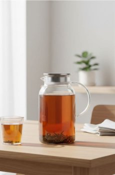 Скляний глечик з металевою кришкою - clear