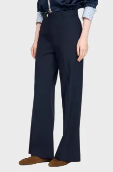 Женские темно-синие шерстяные брюки Синий 38 Sandro SFPPA01877_Navy Blue