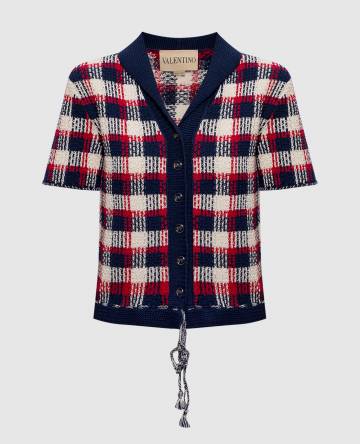 Кардиган с короткими рукавами в клетку Кардиган с короткими рукавами в клетку