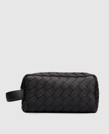 Черный кожаный несесер с плетением