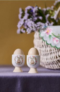 Великодні келихи для яєць з принтом зайців 2 pack - білий