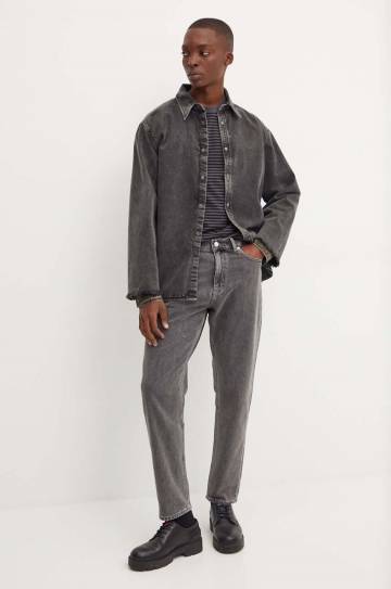 Хлопковая футболка Tommy Jeans мужская цвет чёрный узорный DM0DM19723 Хлопковая футболка Tommy Jeans мужская цвет чёрный узорный DM0DM19723