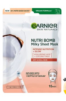 Уценка! Тканевая маска для лица Garnier Skin Naturals Кокос и гиалуроновая кислота, 28 г