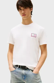 Мужская белая футболка SLIM POP COLOR FLAG Белый L Tommy Jeans DM0DM21577